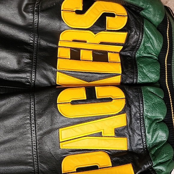 Carl Banks G 3  Green Bay Packers Black and Green Leather Jacket - Picture 5 of 14